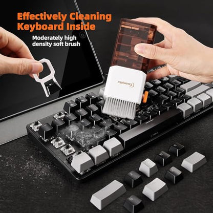 All-in-1 Keyboard Cleaner Laptop Cleaning Kit,Computer Screen-Safe Tools | MacBook iPad iPhone,Electronics Brush Tool for PC Camera Lens Earbuds,Deep Cleaning Spray Cloth, High-Density Soft Brush - color: Coffee Brown