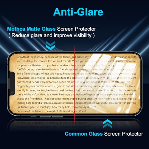Mothca 2 Pack Matte Glass Screen Protector for iPhone 13 Pro Max/iPhone 14 Plus 6.7” [Auto Fit Box Dust-Free] Full Coverage Anti-Glare & Anti-Fingerprint Tempered Glass, Bubble Free, Smooth as Silk - size: iPhone 13 Pro Max-6.7-Inch