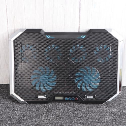 Luxshiny Silent Laptop Cooling Pad with RGB Lighting Effects with 6 Fans and Adjustable Height Stand, USB Cooler Dual USB Ports, and Iron Hollowed Shell for Gaming and Office Laptops