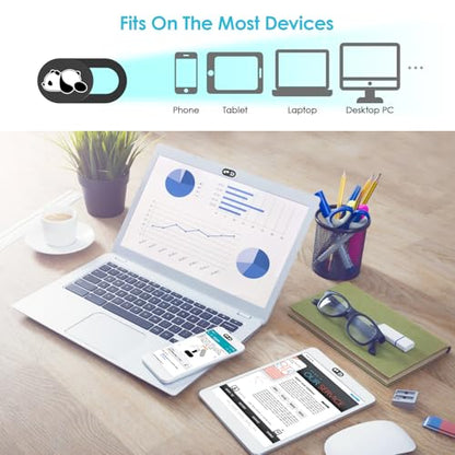 Webcam Cover Slide, Cute Panda Front Camera Privacy Covers fits Laptop, Phone, Tablet, Computer, MacBook, iPhone, Smartphone, Ultra Thin Durable Web Camera Cover Protect Your Privacy and Security - color: Lazy Lazy Panda-Black