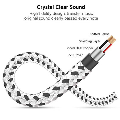 Headphone Splitter, 3.5mm Stereo 2-Way Audio Cable - 20CM / 2Pack | Stereo Audio Sound, Dual Headphone and Speaker Jack Adapter, Compatible with iPhone, iPad, Laptops, Tablets, 3.5mm devices - color: Zebra White, size: 9.8 inch / 25 cm - 2pack
