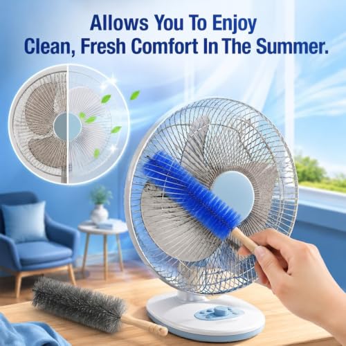 Fan Cleaning Brush,Fan Brush Cobweb Duster Microfiber Duster,Bendable Microfiber Head,Fan Cleaner Brush Reusable Dust Remover Washable ldeal for Electric Fans Air Conditioning,Curtain(Mixed 2Pcs)