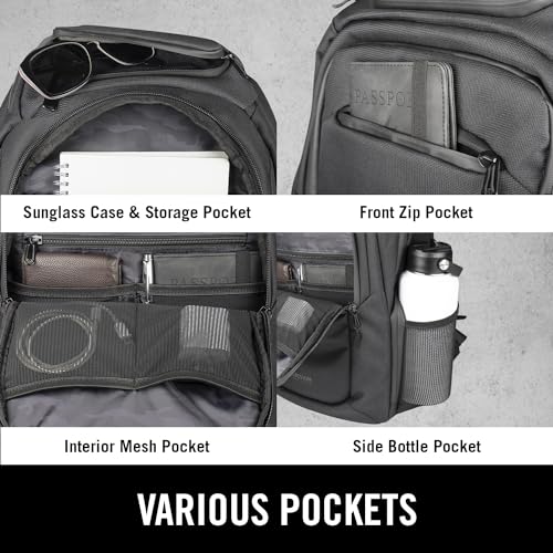 Kenneth Cole REACTION Parker Polyester Abrasion-Resistant Travel 17" Laptop Backpack with Removable Laptop Sleeve, Black - size: 17"