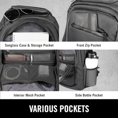 Kenneth Cole REACTION Parker Polyester Abrasion-Resistant Travel 17" Laptop Backpack with Removable Laptop Sleeve, Black - size: 17"