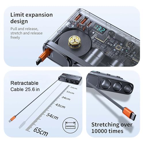 Cigarette Lighter Adapter with 45W Retractable Car Charger Fast Charging | 45W USB C Car Accessories 3 Socket Heavy Duty Truck Car Plug Outlet Splitter Fast Charging 12V/24V Multi Port for Car Devices