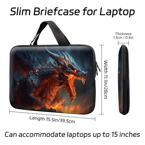 14 15 15.4 15.6 inch Laptop Handle Bag Computer Bag, Pouch Holder Notebook Sleeve Cover Soft Case Compatible for Dell,Lenovo,Toshiba HP, Asus Notebook-Angry Dragon - color: Angry Dragon