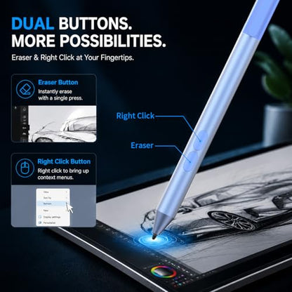 Active Digital Pen for HP Envy x360 Pavilion Spectre Omnibook Touchscreen | MPP 1.51, 2500H Battery Life, 1024 Pressure, Palm Rejection, Dual Side Button Pixel-Perfect Precision for Drawing Note Taking - color: Sapphire