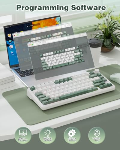 L75 75% Mechanical Keyboard, Wireless Gaming Keyboard with Multifunction Knob, Creamy Gasket Structure, Hot Swap, RGB Backlight, PBT Keycap, Custom Driver, Compact Layout for Win/Mac/PC - color: Green