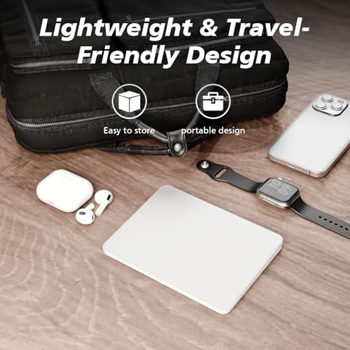 MICROPACK Digitally Yours Bluetooth / 2.4G USB/Wired Touchpad Mouse Tri-Mode Wireless Trackpad Rechargeable for PC Laptop Desktop Tablet, Compatible with Windows macOS iPadOS (White) - color: White