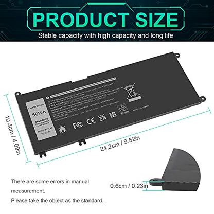 ASUNCELL 56WH 33YDH Battery for Dell Inspiron 17 7000 7786 7779 7773 7778 G3 3579 3779 G5 5587 G7 7588 15 7577 Latitude 13 3380 14 3490 15 3590 3580 99NF2 PVHT1 P72F P30E 81PF3 081PF3 P30E001 - size: 33YDH 8.94 × 4.96 × 0.71 in