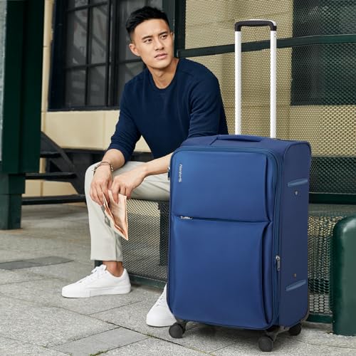 Hanke Softside Expandable 20 Inch Carry On Luggage with Wheels Airline Approved, TSA Luggage Lightweight Rolling Suitcases for Travel Carry On Bag(Blue) - color: Blue, size: 20 Inch Carry on