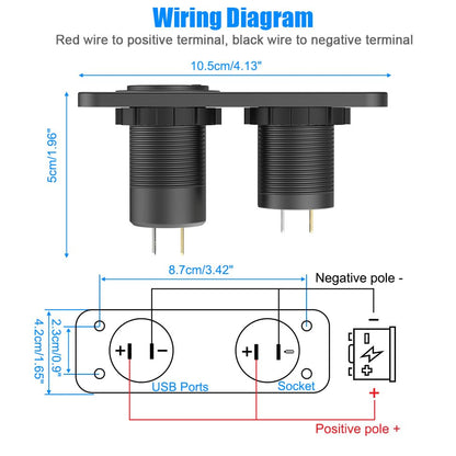 4 Port 12V USB Outlet Marine Switch Panel 12 Volt Plug, Dual PD30W and Dual QC18W USB Ports Car Charger with Switch, Waterproof 150W Cigarette Lighter Socket 2 in 1 DIY Kit for Car Marine Boat RV ATV
