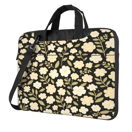 Laptop Shoulder Bag Laptop Carrying Case With Shoulder Straps & Handle Computer Bag For Work Travel - color: Beige Flower, size: 13 inch