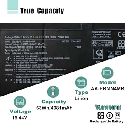 AA-PBMN4MR Laptop Battery Replacement for Samsung Galaxy Book Pro 360 13 13" NP930XDB-KD1US NP930XDB-KF3US NP935XDB Book2 NP930XED-KA1US NP930QED-KA2US Book3 14 14" NP940XFG-KC2US - size: 11.02*3.70*0.31inch AA-PBMN4MR