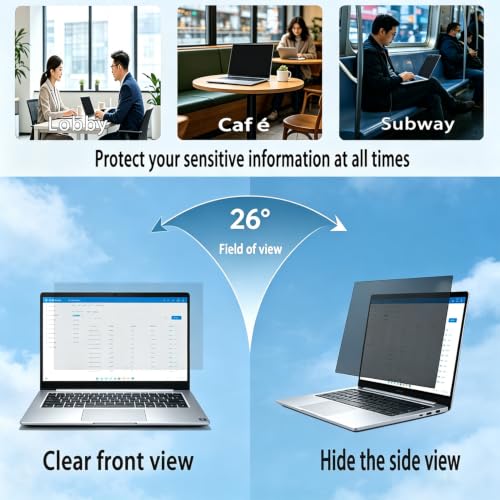 15.6 Inch 16:9 Laptop Privacy Screen Filter - 26° privacy screen | 26° privacy screen, Computer Monitor Privacy Shield and Anti-Glare Protector