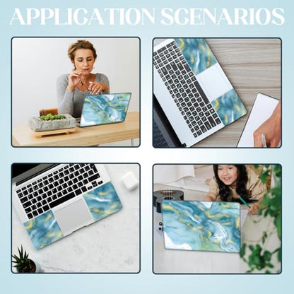 SUPERDANT Blue Marble Pattern Universal Laptop Skin Sticker 3Pcs Pack 14.9x10.6in Blue Gold Wave Print PVC Trimmable Cover Reusable Decal Fits 12 13 14 15 15.6 Inch Notebook Gift-Ready Colorful - style: Blue Wave Marble