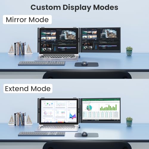 Hyangin Laptop Screen Extender 14-inch, 2026 Upgraded Ultra-Slim 1080P Laptop Monitor Extender, Ultra-Light Dual Screen Portable Monitor for 13-17.3" Laptops, Compatible with Windows/Mac/Linux/Chrome - style: Dual Screen