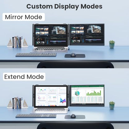 Hyangin Laptop Screen Extender 14-inch, 2026 Upgraded Ultra-Slim 1080P Laptop Monitor Extender, Ultra-Light Dual Screen Portable Monitor for 13-17.3" Laptops, Compatible with Windows/Mac/Linux/Chrome - style: Dual Screen
