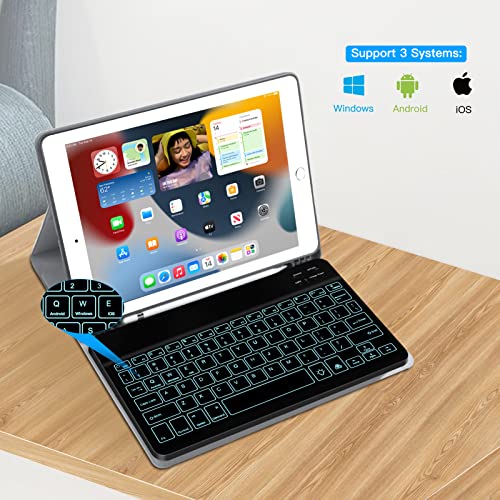 XIWMIX Ultra-Slim Wireless Bluetooth Keyboard - 7 Colors Backlit Universal Rechargeable Keyboard Compatible with iPad Pro/iPad Air/iPad 9.7/iPad 10.2/iPad mini and Other iOS Android Windows Devices - color: Black