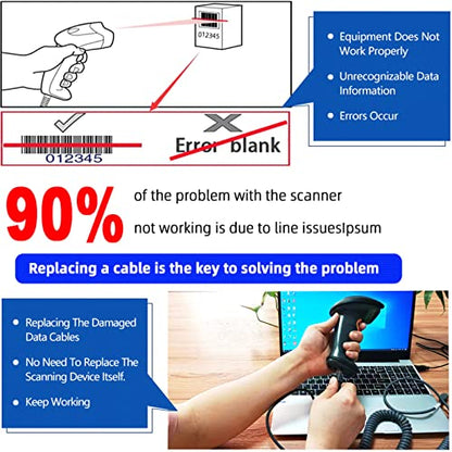 Barcode Scanner Cable for Honeywell, USB to RJ45 Cable, CBL-500-300-S00 1900GHD 1900GSR 1902GSR 1300G 1250g 1450G 1902GHD 1400G (5M / 16FT Coiled USB Port) - size: 16 ft Curly