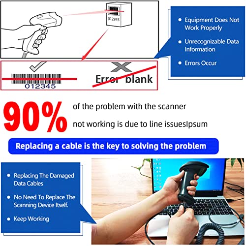 Bar Code Scanner USB Cable for Honeywell CBL-500-300-S00 USB to RJ45 Cable 1900GHD 1900GSR 1902GSR 1300G 1250g 1450G 1950G 1400G (5M / 16FT Flatted USB Port) - size: 16 ft Straight