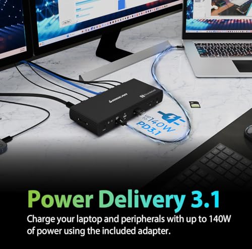 IOGEAR Quantum Thunderbolt 5 Dock Pro - 10 Devices - 80gbps - 2.5G - TB5 Host Dual 8K 60hz / Triple 4K Display 120hz - USB-A, SD 4.0, Audio - TAA - 140W Host Power - Includes PSU - Win 11 — GTD58KTAA - style: Thundebolt 5
