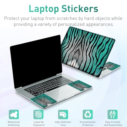 12.1 13 13.3 14 15.4 15.6 Inch Laptop Skin Decal, Laptop Skins Stickers Decals for Notebook PC, Universal Reusable Vinyl Laptop Cover Sticker, Waterproof Art Protector I Green Zebra Pattern - color: Green Zebra Pattern
