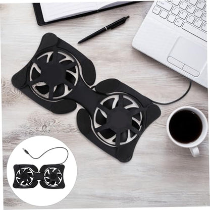 Mobestech Portable Foldable Laptop Cooling Pad, Dual USB Fan Notebook Cooler Stand, Lightweight Laptop Cooler Mat for Heat Dissipation and Travel Use