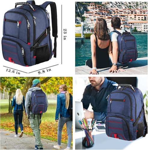 LTINVECK Travel Laptop Backpack,Extra Large Backpack for Men,Big 17 Inch Computer bag Tech Backpack - color: Full Blue