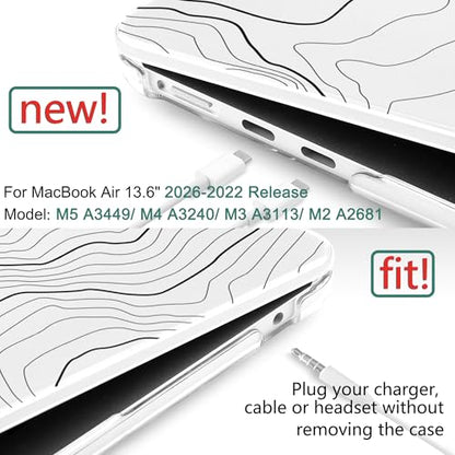 for MacBook Air 13 Inch (13.6 Inch) Case, M5/M4/M3/M2 Chip 2026 2025 2024 2023 2022, Hard Plastic Printed Cover with Screen Protector & Keyboard Cover & Dust Plugs, Clear Maps - color: Clear Maps