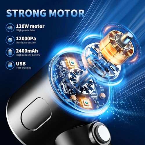 Vcwtty Electric Air Duster, 3-in-1 Compressed Air Duster, Keyboard Vacuum Cleaner & Air Blower, Replaces Canned Air, 12000PA Cordless Handheld Mini Vacuum for PC, Computer, Desktop, Car & Pet Hair