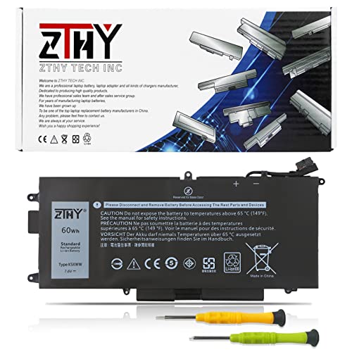 ZTHY 60Wh K5XWW 71TG4 Laptop Battery Replacement for Dell Latitude 7389 | Latitude 7390 Latitude 12 5000 5289 2-in-1 L3180 E5289 P29S001 P29S002 Series 451-BBZC 6CYH6 725KY N18GG CFX97 7.6V 4-Cell - size: 10.04*4.53*0.20 inch K5XWW