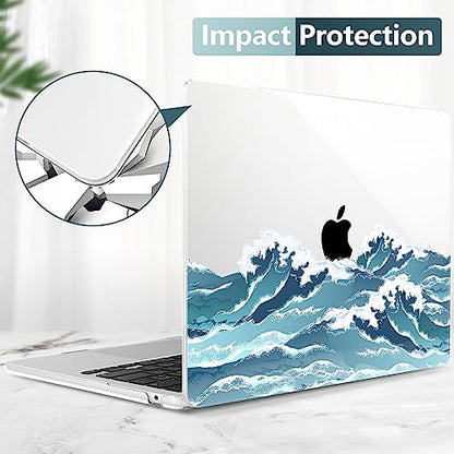 TWOLSKOO for MacBook Air 13 inch Case M5 2026 M4 2025 M3 M2 2024-2022 A3449 A3240 A3113 A2681, Plastic Hard Shell & Keyboard Cover & Screen Film for MacBook Air 13.6 inch Case, Ocean - color: Ocean