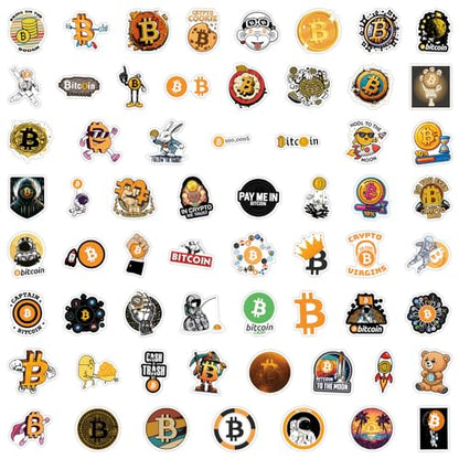 60 Pcs Bitcoin Crypto Sticker Pack Cartoon Vinyl Decals for Laptop Water Bottle Luggage Cup Phone Cryptocurrency Decal, Aesthetic Space Miner, Gift for Traders & Investors - style: A4