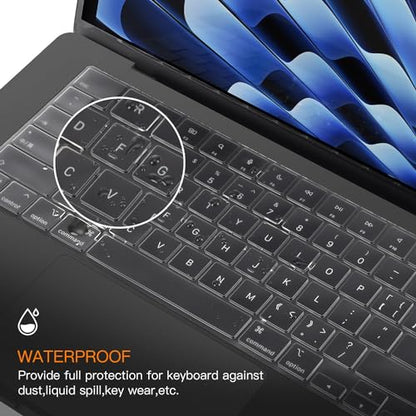 Ultra Thin Keyboard Cover for 2026-2024 MacBook Air 15 inch M5 M4 M3 Chip | A3448 A3241 A3114 TPU Protector Skin, MacBook Air M5 Accessories, Invisible, Anti Fingerprints & Dust, Clear - size: MacBook Air 15"(2023-2026)