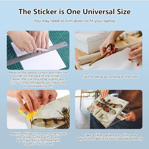 Universal Laptop Skin Sticker with 2 Wrist Pad Skins, Waterproof Scratch Resistant Vinyl Laptop Cover Decal, Cut to Fit for 11–15.6 Inch MacBook HP Dell Lenovo, Dragonfly - color: Dragonfly