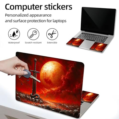 Aesthetic Laptop Skin Sticker, Blood Moon Sword with Coiled Serpent Waterproof Vinyl Laptop Decal, Removable Bubble Free, Reusable Protective Cover for 13 14 15 15.6 Inch - color: Blood Moon Sword with Coiled Serpent