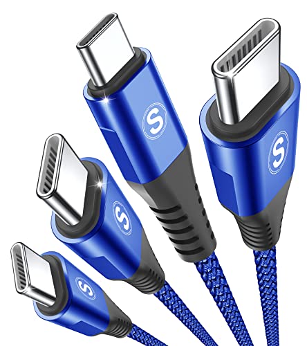 USB C to USB C Cable 100W Fast Charging Nylon Braided 3.3ft 2-Pack Blue | sweguard Type C Charger Cord for iPhone 17 16 15 Pro Max Plus, MacBook, iPad Pro Air , Samsung Galaxy S26 S25 S24, A55 A17 - color: Blue, size: 3.3ft+3.3ft