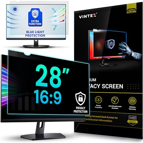 28 Inch 16:9 Privacy Screen for Computer Monitor and Laptop - Anti Glare Protector Film Blue Light Filter Eye Protection - Computer Screen Privacy Shield, [1 Pack] - size: [1 Pack] 28" DIAGONAL (16:9)