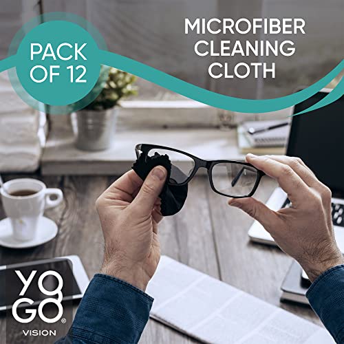 Microfiber Cleaning Cloth 12-Pack Individualy Packed (6"x 7") Glasses Cleaning Cloths for Eyeglasses Phone Computer Screen Laptop Camera Lenses (12 Black) - color: 12 Black