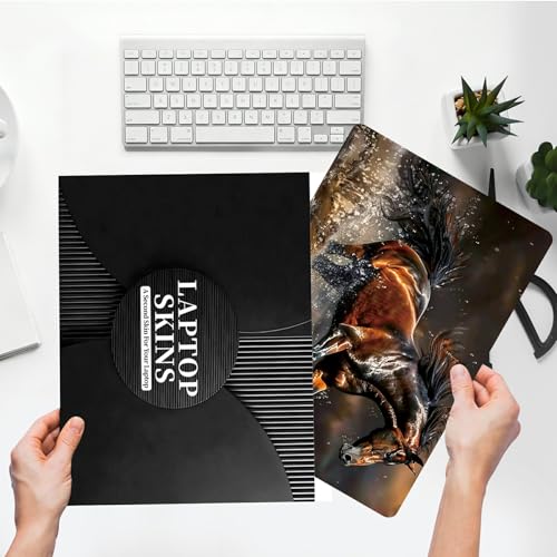 Universal Laptop Skin Sticker with 2 Wrist Pad Skins, Waterproof Scratch Resistant Vinyl Laptop Cover Decal, Cut to Fit for 11–15.6 Inch MacBook HP Dell Lenovo, Horse - color: Horse