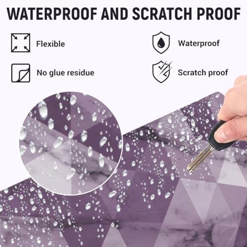 3Pcs Hexagonal Marble Laptop Skin Sticker Universal Removable Vinyl Stickers Fits for 12.1 13 14 15.6 16 Inch Waterproof Notebook Decal Cover Gift - color: purple