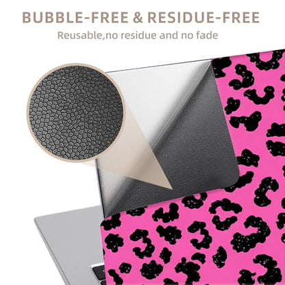 Universal Laptop Skin Sticker for 12/13/14/15.6 Inch Laptops, Reusable Vinyl Laptop Decal Cover, Waterproof Scratch Resistant Notebook Skin with 2 Wrist Pads,Mauve Leopard Print - color: Mauve Leopard Print