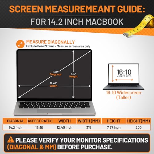 Privacy Screen Filter 14.2 Inch | MacBook Pro 14 Inch M1 Privacy Filter | Magnetic Laptop Screen Protector | Anti Glare Blue Light Blocking Magnetic Guard | Matte Eye Protection