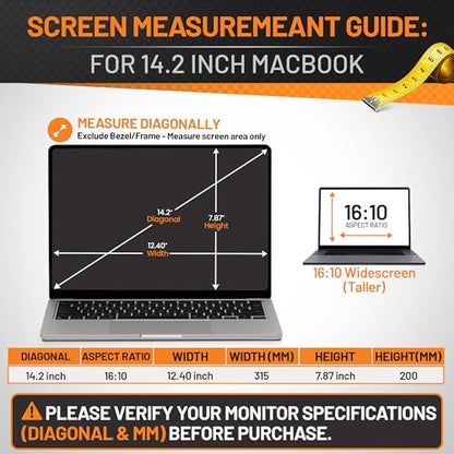 Privacy Screen Filter 14.2 Inch | MacBook Pro 14 Inch M1 Privacy Filter | Magnetic Laptop Screen Protector | Anti Glare Blue Light Blocking Magnetic Guard | Matte Eye Protection