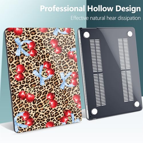 DONGKE for MacBook Air 13 Inch Case M5 2026 M4 2025 M3 M2 2024-2022 A3449 A3240 A3113 A2681, Plastic Hard Shell & Keyboard Cover & Screen Film for MacBook Air 13.6 Inch Case - Leopard Cherry - color: Leopard Cherry