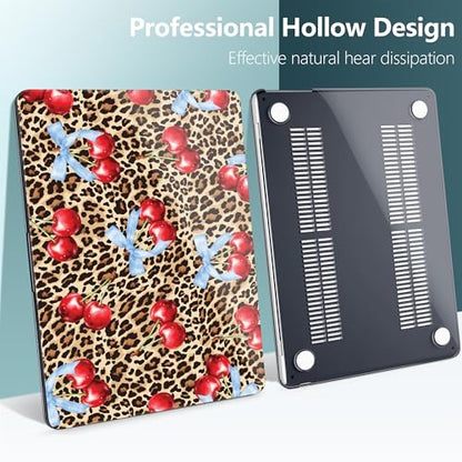 DONGKE for MacBook Air 13 Inch Case M5 2026 M4 2025 M3 M2 2024-2022 A3449 A3240 A3113 A2681, Plastic Hard Shell & Keyboard Cover & Screen Film for MacBook Air 13.6 Inch Case - Leopard Cherry - color: Leopard Cherry