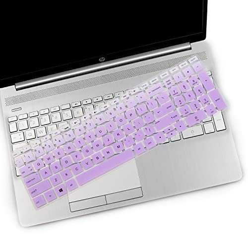 2PCS Keyboard Cover for HP 15.6 Laptop 15-dw 15-dy 15-ef 15-db 15-da 15-bs 15-bw 15t 15z 15-dy5033dx 15t-dw300, HP 17.3 Laptop 17-by 17-bs 17-bw 17-ca 17-by1053dx 17-by4061nr-OPurlple+Clear - color: OmbrePurlple+Clear