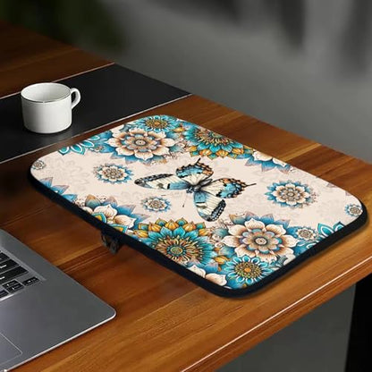 Bohemia Butterfly Flower Laptop Sleeve, Portable Computer Tablet Carrying Case Laptop Cover Briefcase Fits Up to 17 Inch Tablet/Notebook, Travel/Business/School Zipper Laptop Bag - color: Bohemia Butterfly Flower, size: 10 Inch