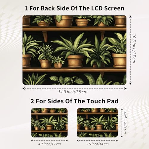 15.6 Inch Laptop Skin Sticker, Reusable Vinyl Cover Protector with 2 Wrist Pad Skins, Removable Waterproof Scratch-Resistant for 12-15.6 Inch Laptop Notebook,Potted Plants On Shelves - color: Potted Plants On Shelves